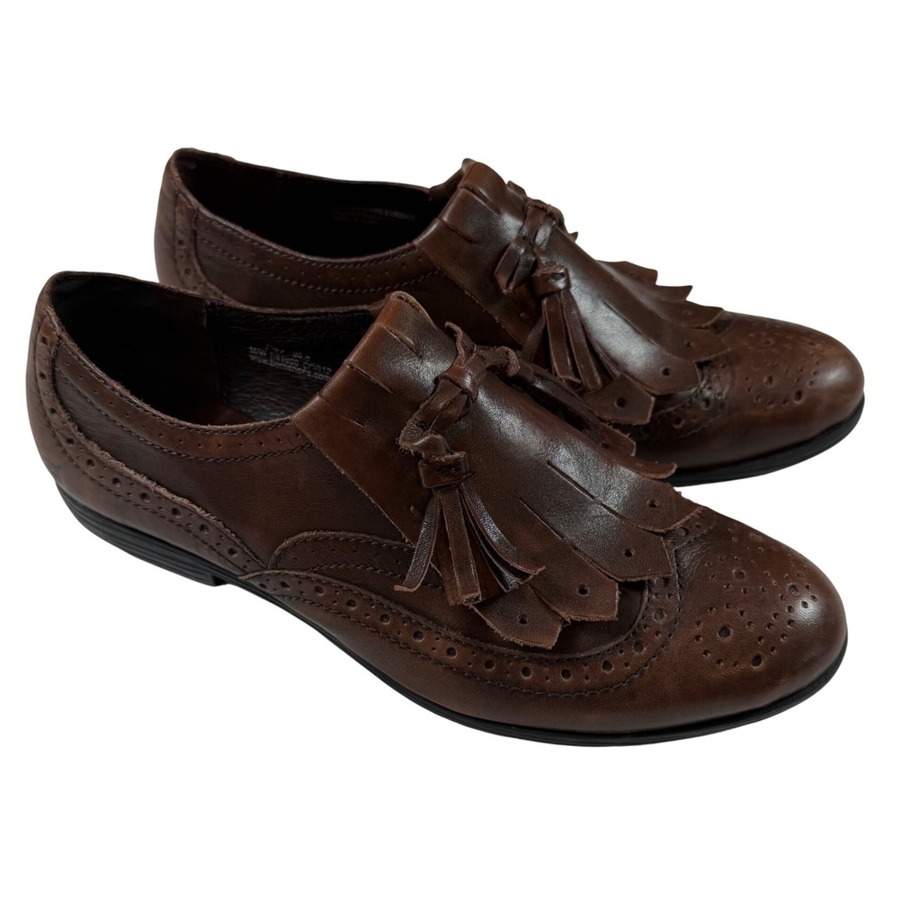 Born Brown Boylenn Leather Kiltie Tassel Loafers Wingtip Brogue Shoes Sz 7.5 Vtg